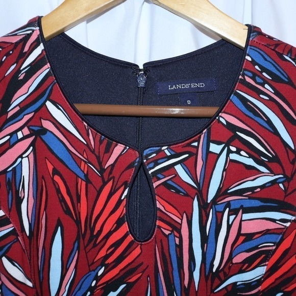 Lands End Sheath Dress Keyhole Bodice Womens Size 0 Back Zip Multicolor Heavywt - Picture 5 of 11